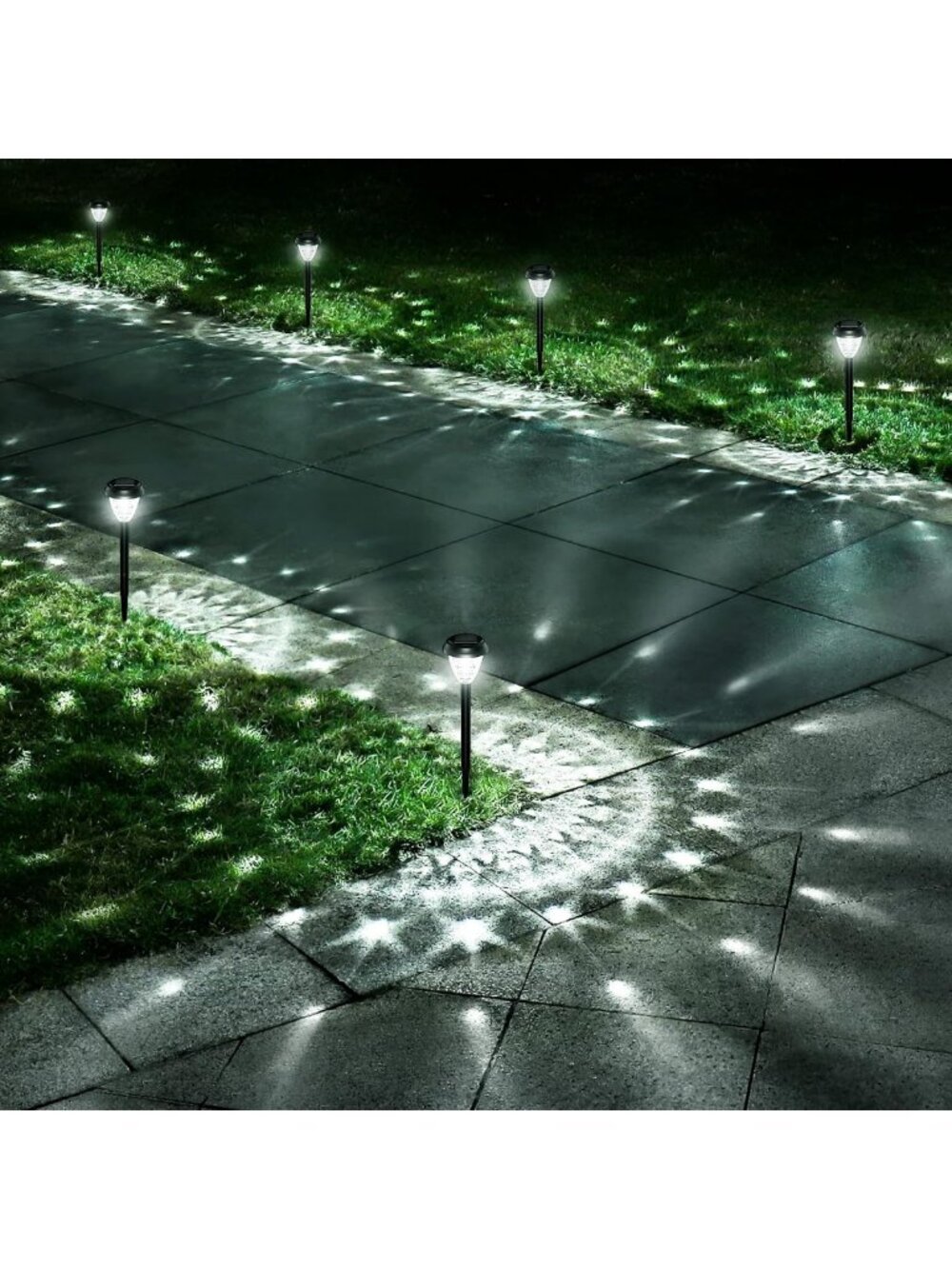 10 Pack Solar Powered Outdoor Lights - Bright Waterproof LED Pathway Garden